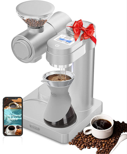  Gevi 4-in-1 Smart Pour-over Coffee Machine Fast Heating Brewer  With Built-In Grinder, 51 Step Grind Setting,Automatic Barista Mode, Custom  Recipes, Descaling Function,silver, Aluminum : Home & Kitchen